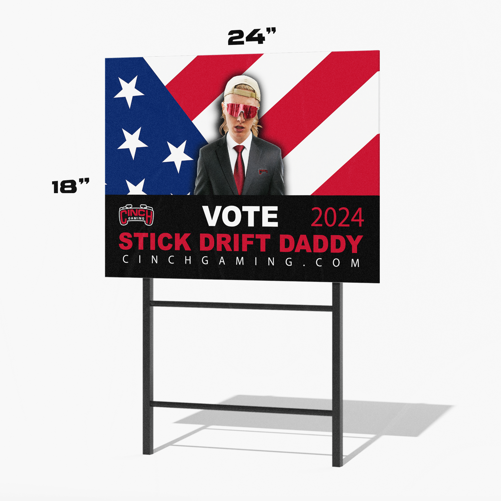 Official Campaign Yard Sign 24" x 18" (with stand) - Cinch Gaming