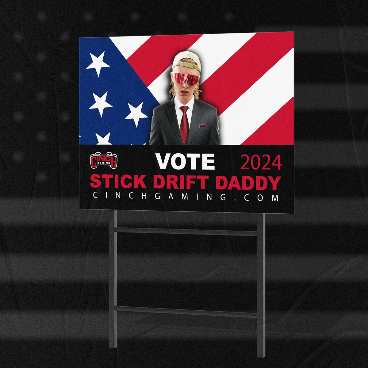 Official Campaign Yard Sign 24" x 18" (with stand) - Cinch Gaming